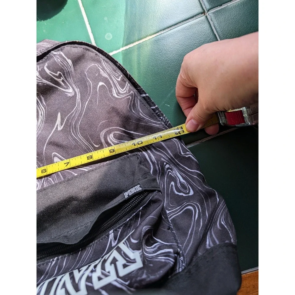 Pink Campus Backpack Victoria's Secret Black & White Marbled Logo Travel Bag 15